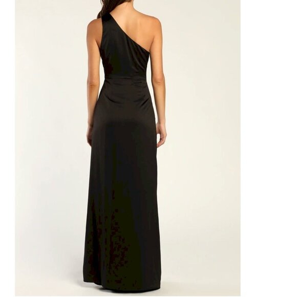Lulu's Elegant Black One-Shoulder Maxi Dress - Picture 2 of 5
